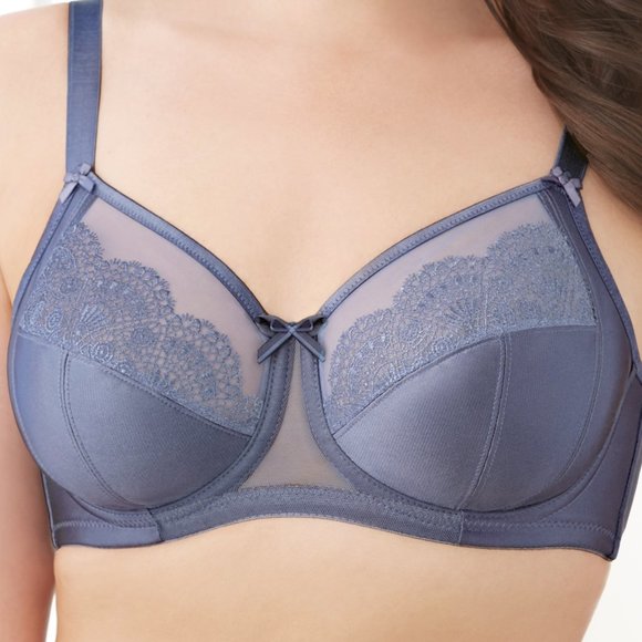 Set of 3! 42DD Glamorise ELEGANCE Bra (UNDERWIRE) Lace Side-Bones Blue-Ice NEW - Picture 5 of 16